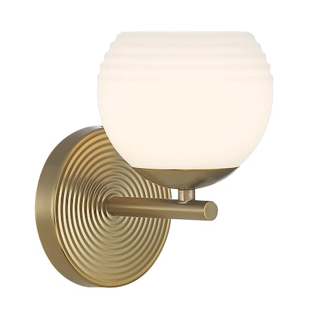 Designers Fountain Moon Breeze 5.25in 1-Light Brushed Gold Modern Indoor Wall Sconce with Etched Glass Shade D251H-WS-BG
